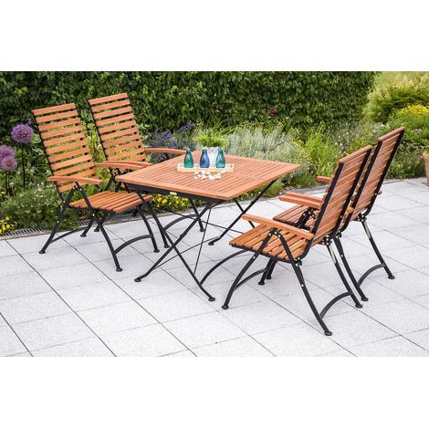 Schlossgarten Set 5tlg 4 Sessel Tisch 100(150)x90cm