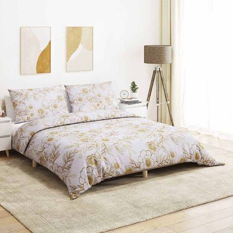 Parure de lit blanche et marron 240x220 cm en coton (1/5)