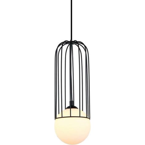 Italux Simon - Lámpara colgante moderna negra 1 luz con pantalla negra, blanca, G9 (1/3)