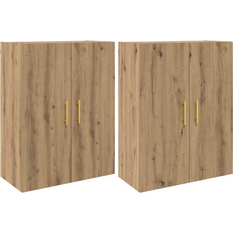Maison Exclusive - Mobiletto a muro 2 pz Rovere artigianale 69,5 x 34 x 90 cm (1/5)