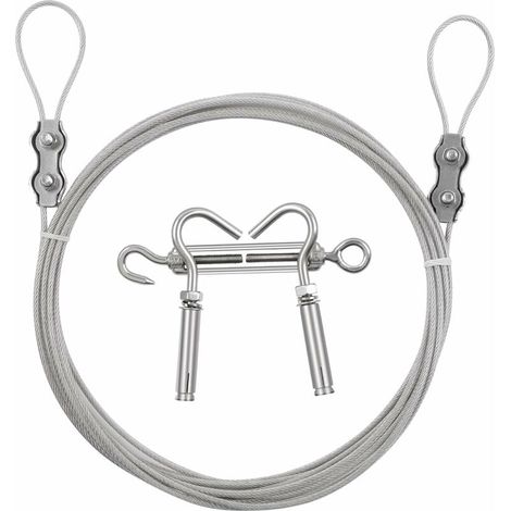 Câble en acier inoxydable gainé PVC de 3 m de long et de 3 mm de diamètre avec tendeur de câble pour (1/4)