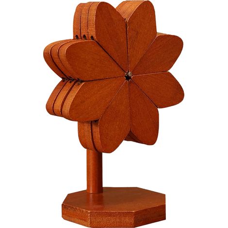 6 dessous de plat en bois, forme moulinet, pliables, avec support, pour plats chauds (1/5)