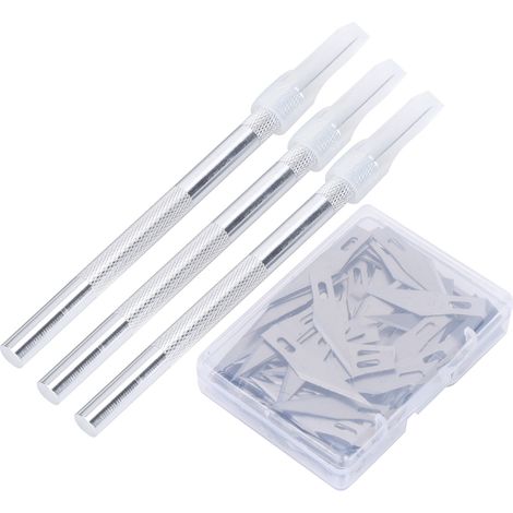 3Pcs Craft Knife Silver Thread Hobby Cutting Carving 120Pcs Blade Combination Art Accessories (1/5)
