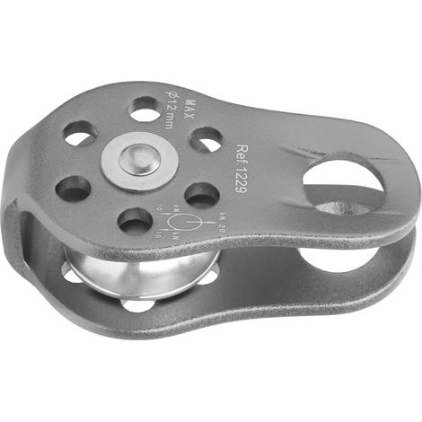Poulie d'escalade extérieure compacte 20 kN en aluminium, micro-poulies latérales fixes pour travaux en hauteur, grise (1/5)