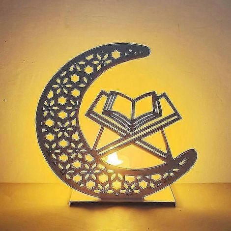 Lampe décorative artisanale en bois, lampe décorative créative du Moyen-Orient pour les fêtes, lampe décorative LED lunestyle8 (1/2)