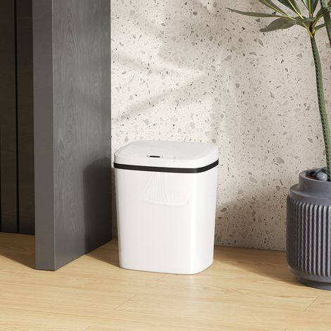 Pattumiera automatica da cucina da 15 litri, con sensore di movimento senza contatto, dimensioni 27,6 x 21,4 x 33,5 cm, colore bianco. (1/5)