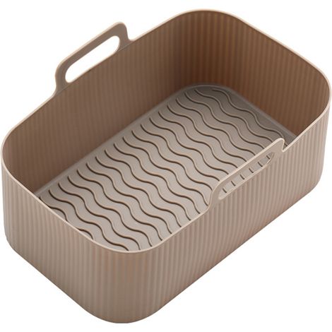 1 Plaque rectangulaire en silicone, résistance thermique, forme ergonomique, nettoyage facile, pour friteuse à air chaud (1/5)