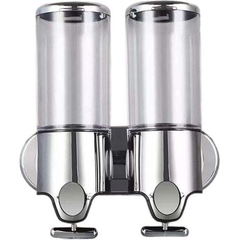 Lot de 2 distributeurs de savon mural de 500 ml - Distributeur de savon manuel pour désinfectant - Distributeur de shampooing et de gel douche pour toilettes, salle de bain, cuisine, hôtel, bureau