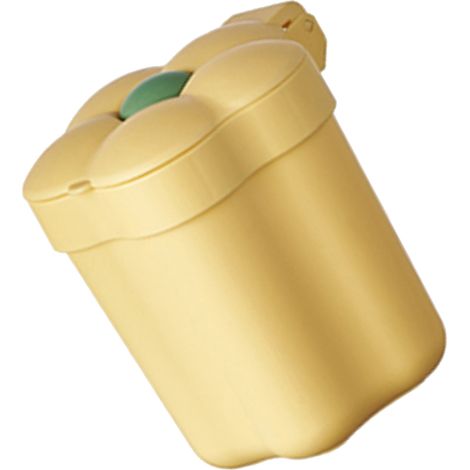 Poubelle de bureau en forme de fleur, mini-seau de rangement mignon pour la maison, la chambre, petite taille avec couvercle, grande ouverture, jaune. (1/5)