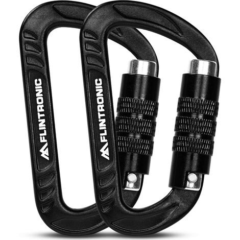 Mousqueton Verrouillage, Mousqueton en Alliage d'aluminium, Mousquetons Robustes Forme D, pour Hamac, Camping, Randonnée, Ski, Vélo (1/5)