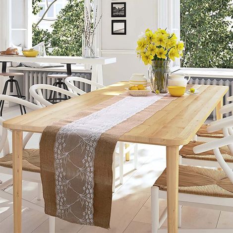 Guirlande Lumineuse - Runner De Table En Toile De Jute Avec Guirlande Led Blanche Chaud - Pour Décoration De Table De Noël Et Fêtes - 180 X 30 Cm (1/5)