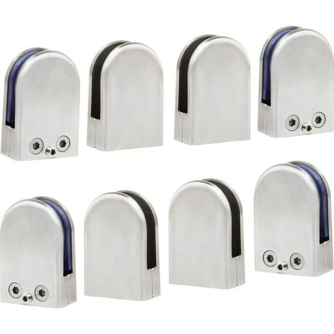 ZOLGINAH 8 PCS (10-12mm) Pince à Verre Porte-Verre En Acier Inoxydable 304 Support de Serrage Clamp Clip Plat Main Courante Fenêtre Balustrade Réglable Escalier Salle de Bains