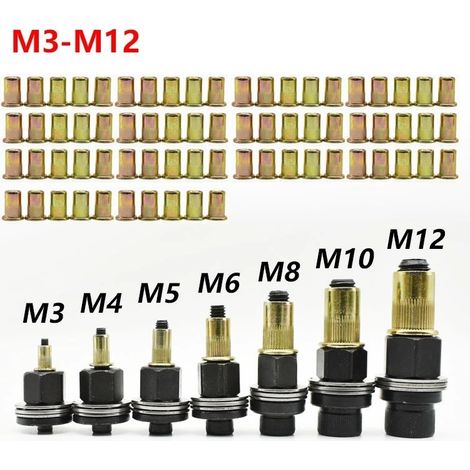 Kit de Rivetage d'Écrous M3 à M12 – Tige Renforcée en Alliage, Acier à Roulement Chrome-Carbone – Outil pour Automobile et Pneus – Alovez (1/5)