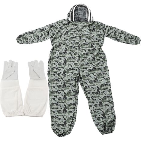 Combinaison d'apiculteur avec double fermeture éclair et gants inclus - Protection intégrale pour l'apiculture (Taille XXL) (1/5)