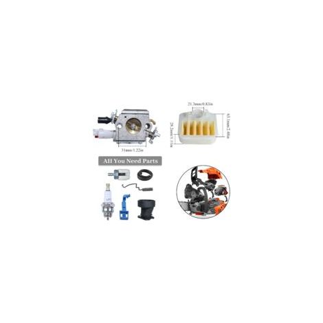 Ede Kit de carburateur pour Husqvarna 340 345 346 XP 350 351 353 Remplacement OEM 503283208 avec filtre à air, bougie d'allumage, tuyau de carburant, collecteur d'admission, etc.