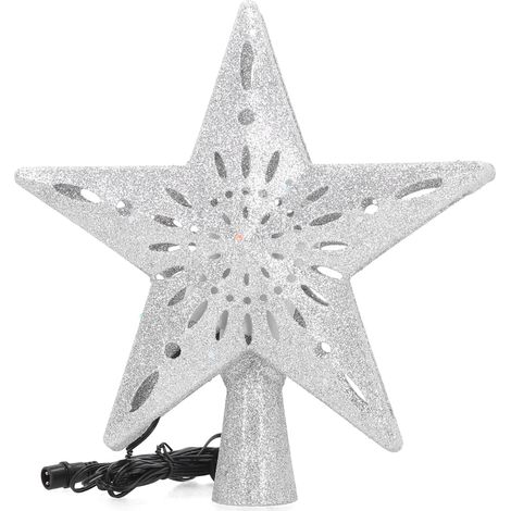 Étoile de Noël LED rotative avec projecteur flocon de neige, décoration pour sapin, prise UK 100-240V (1/5)