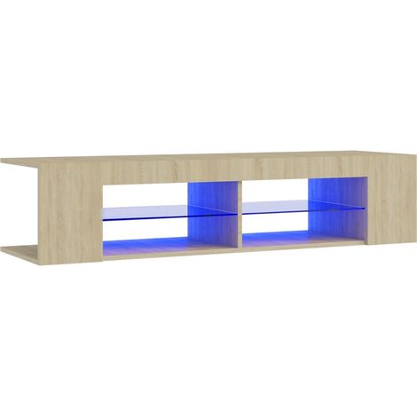 Porta TV multimediale scaffale per televisione televisore buffet sala da pranzo soggiorno camera da letto con luci a LED rovere Sonoma 135 x 39 x 30 cm marrone 020026760