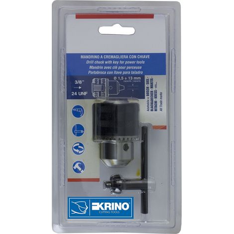 KRINO 2800130 MANDRINO con Chiave Attacco 3/8X24 UNF capacità 1,5÷13mm, Acciaio
