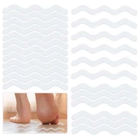 24 Pièces Autocollants de Douche Auto-Adhésifs, Tapis Antidérapant Douche Transparents, Surfaces Glissantes, Bande Autocollants Antidérapants pour Baignoire, Escaliers, Salle de Bain (1/4)