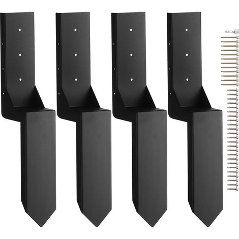 Kit de réparation de poteau de clôture, 4 pcs, support de poteau en acier robuste, intérieur 89 x 89 mm, piquet d'ancrage au sol pour réparation de poteau de clôture en bois incliné ou cassé (1/5)