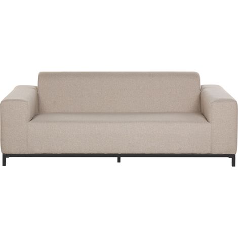Sofá 3 plazas de poliéster beige arena negro patas metal interior exterior Rovigo