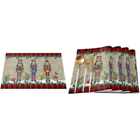 Lot de 4 sets de table Casse-Noisette Soldat Joyeux Noël - Style 2 (1/2)