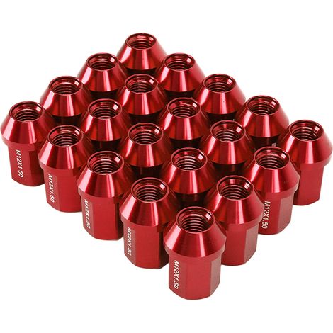 M12x1,5 35mm Radmuttern aus 6061 Aluminiumlegierung, geschlossenes Ende, 20er-Packung, rote Farbe, kompatibel mit Chevrolet Camaro 1983-2002 (1/5)