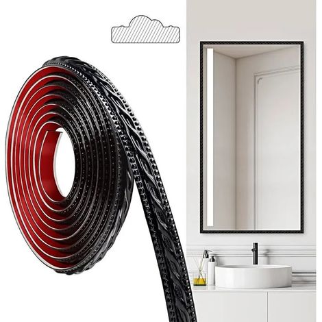 Moulures PVC autocollantes, 300cm×2cm, noir. Idéales pour plafonds, murs, bordures, cadres miroirs, pli - Noir (300cm×2cm) 300cm×2cm (1/5)