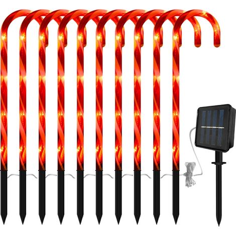 Lot de 10 guirlandes lumineuses de Noël, supports solaires, lampes de sol 53 cm (1/5)