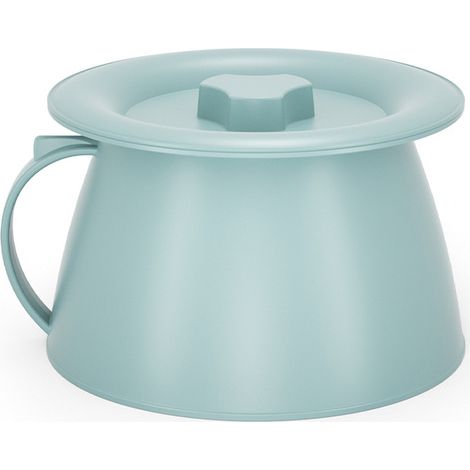 Pot de chambre avec poignée 1,5 litre, urinoir de nuit portable pour hommes et personnes âgées, brosse de nettoyage incluse, convient à la maison, au camping et aux voyages en voiture (bleu-vert) (1/5)