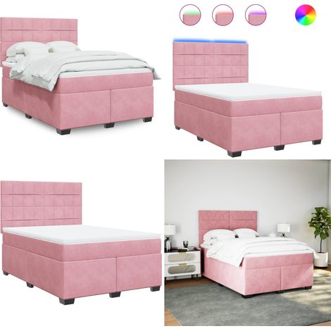 vidaXL Boxspringbett mit Matratze Rosa 160x200 cm Samt (1/5)