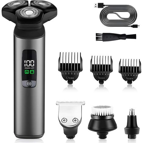 Electric Shaver, Men's Electric Shaver, Beard Trimmer  Magnetic Cutting Head, IPX7 Waterproof, Wet (1/5)