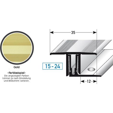 Klick-Übergangsprofil / Übergangsschiene für Laminat / Parkett "Southgate", Höhe 15 - 24 mm, 35 mm breit, 2-teilig, Aluminium eloxiert-goldfarbig-900