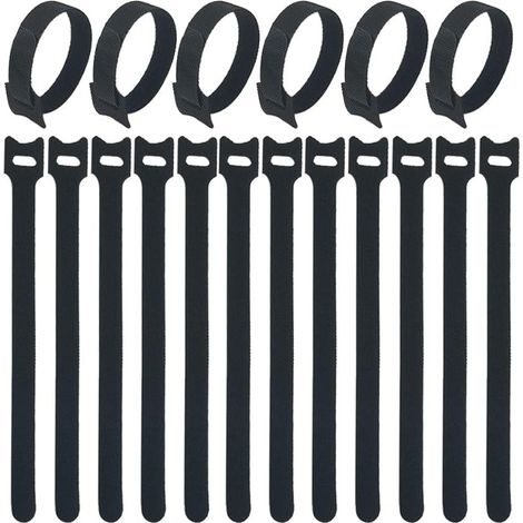 Attache Cable,100 Pièces Serre Cable Sangle Rangement Cable Serres-Câbles Autoagrippantes Attache-Câbles Réglables Réutilisables Taille 12mm x 20mm Sangles de Câbles (1/5)