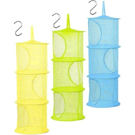 Filiyano-Lot de 3 paniers de rangement suspendus - Boîte de rangement suspendue à 3 niveaux pour jouets - Petit panier de rangement pliable et (1/5)