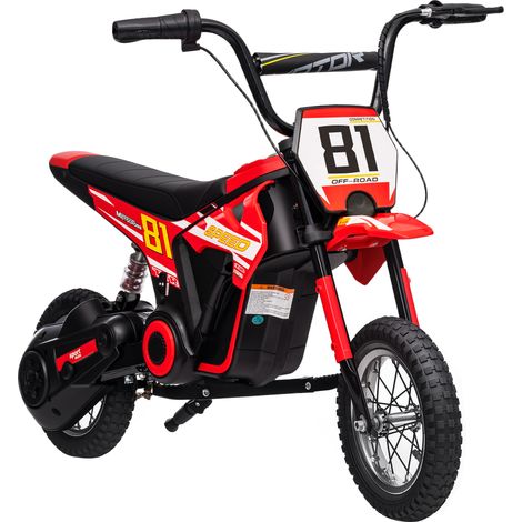 Kids Electric Motorbike, 24V Ride On Motorcycle with 3 Speeds and Rear Suspension, Dirt Bike for 8-12 Years Old, Red