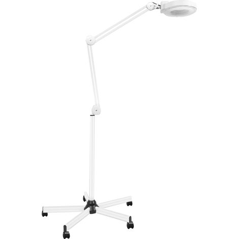 HAUTOUR Lampe Loupe Led Sur Pied 5x, Loupe Grossissante Avec Lumière 24w 2400 Lm, Lampe Bureau Esthétique Nail Art, Bras Flexible 360°, Roulettes Pivotantes, Pour Salon Onglerie, Couture, Lecture (1/5)