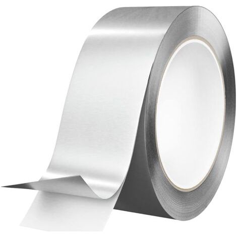 Lot de 10 rubans adhésifs en feuille d'aluminium de 2 mil d'épaisseur, avec doublure, résistant à 250 degrés, 15 m x 50 mm (argenté) (1/3)