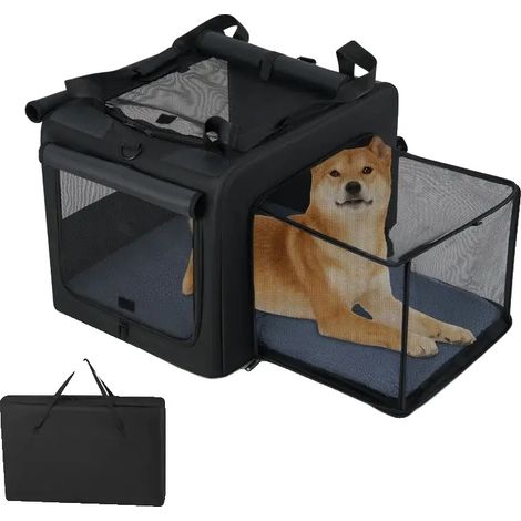 Borsa per il trasporto di animali domestici, design pieghevole, cuscino comfort, verde militare (1/2)