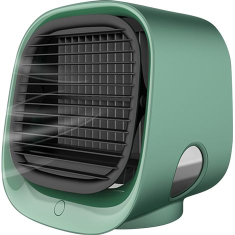 Mini climatiseur de bureau anionique, ventilateur de purification d'air et d'humidification, mini ventilateur de refroidissement USB multifonctionnel vert M201 (1/5)