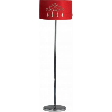 Lampadaire classique noir abat-jour rouge E27 60W Decor
