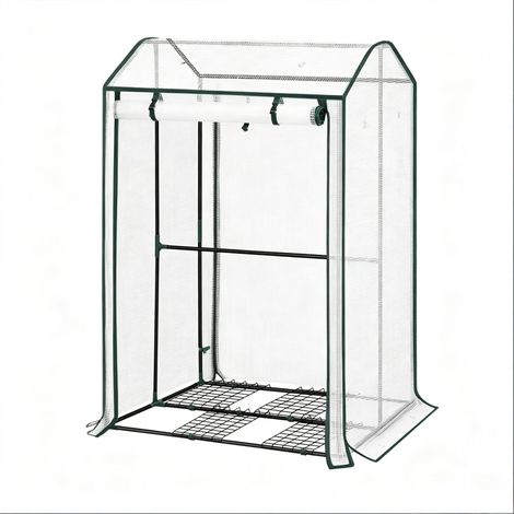 Invernadero para plantas con puerta frontal enrollable con cremallera, tubos de acero, 100x83x150 cm (1/5)