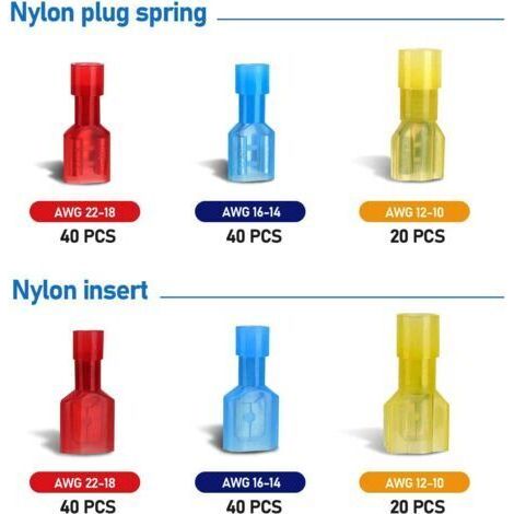 NALOOKAMIC 200 connecteurs de fils m��les/femelles, connecteurs de fils isol��s, connecteurs de c��bles, cosses ��lectriques isol��es, bornes �� sertir �� connexion rapide (rouge, bleu, jaune)