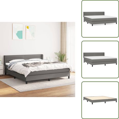 Boxspringbett mit Matratze Dunkelgrau 160x200 cm Stoff - Boxspringbett - Doppelbett - Bettenrahmen - Matratze - Schlafsystem (1/5)
