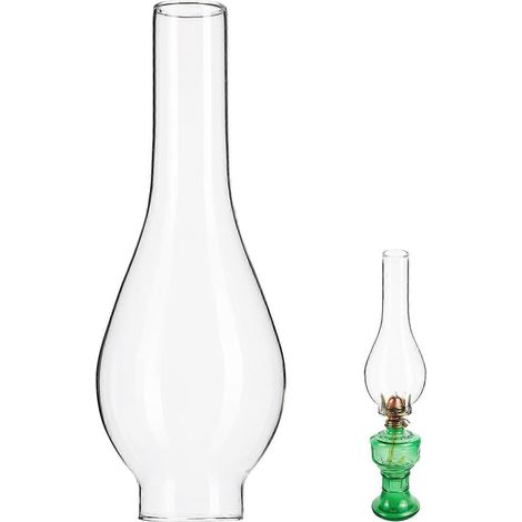 Öllampe, Glaslampenschirm, durchsichtiger Petroleumlampenkamin, Petroleumlampenabdeckung-24.50X5.00X5.00CM-Transparent (1/3)