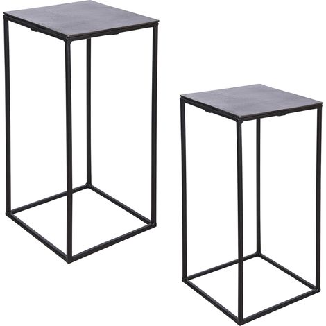 Table Passion - Set de 2 sellettes carrées noires 38x74 et 30x64 cm