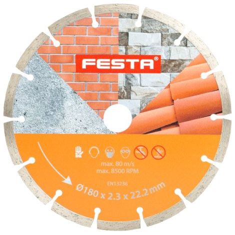 Disque diamant segmenté pour béton, brique, pierre 180x2,4x22.2mm - Usage professionnel