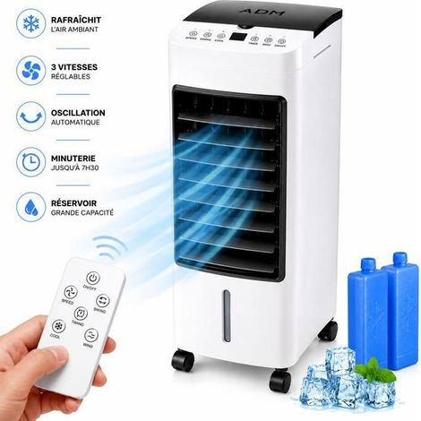Rafraîchisseur d’air 3 en 1 4 L 65 W avec télécommande