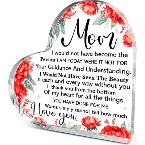 Plaque cœur acrylique décorative à poser, décoration bureau moderne, cadeau souvenir(10 cm) (1/4)