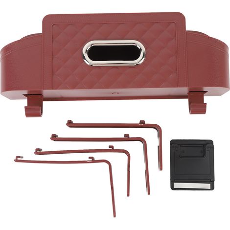Car Back Seat Organizer with 2 Drink Cup Holder Tissue Box Hooks Phone Holder Multifunctional Storage for Travel Burgundy (1/5)